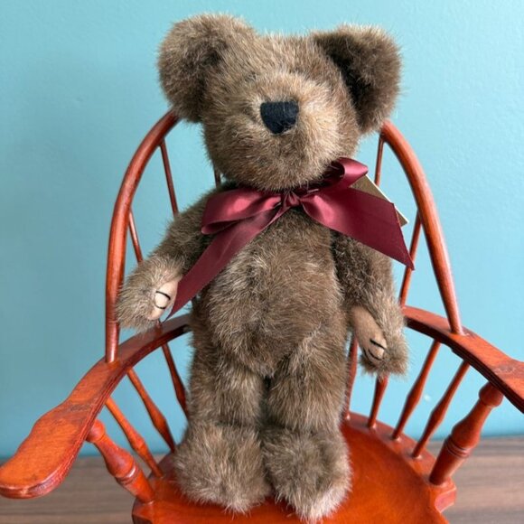 Vintage 1990s Boyds Bear Paxton W/ Tags Brown Teddy Bear Red Ribbon 10 Inch - Picture 2 of 7